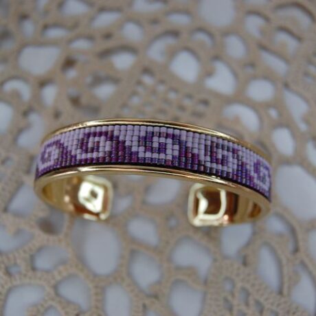 bracelet jonc  perles tissées support laiton doré